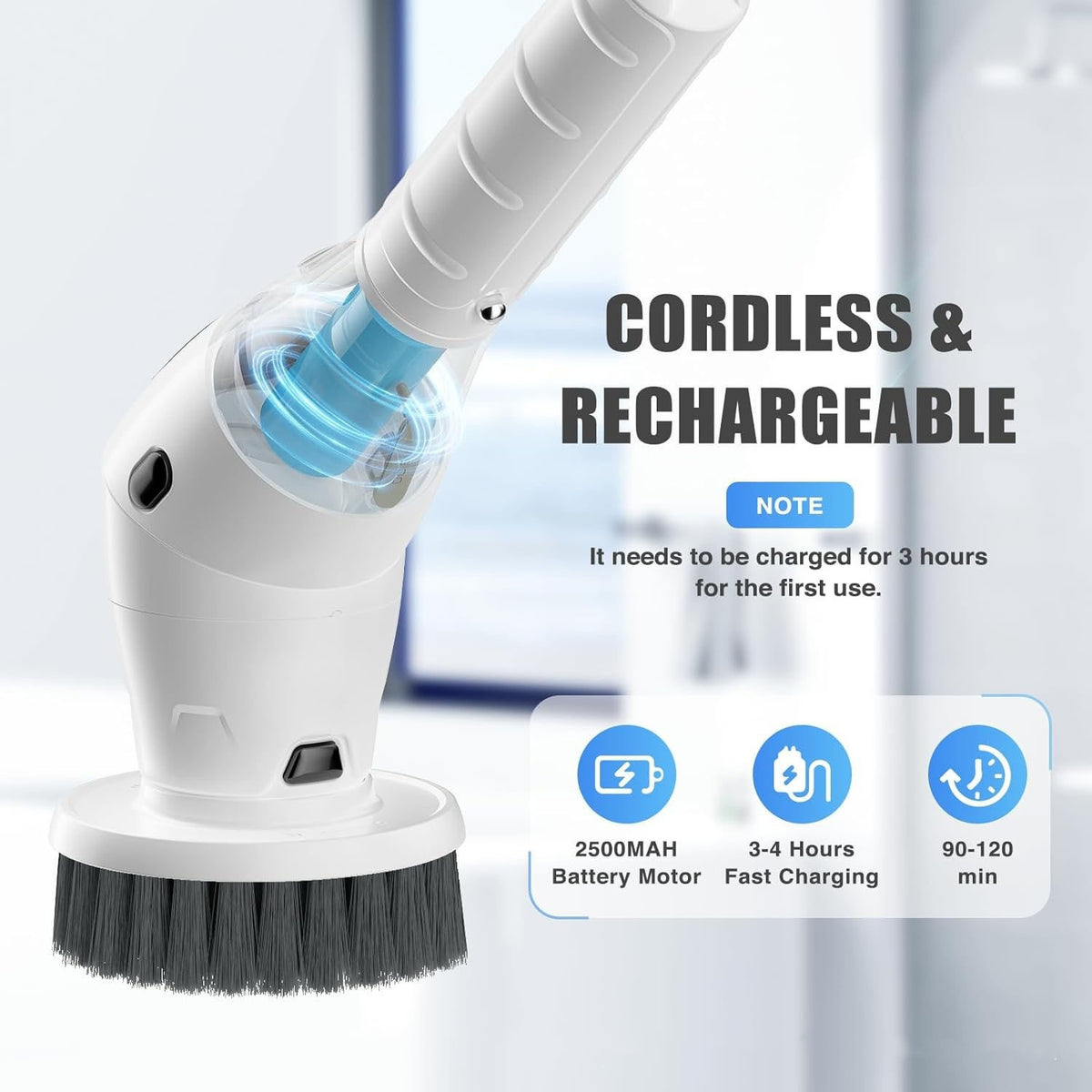 8-in-1 Electric Cleaning Brush Multi-functional Household Kitchen Bathroom Dedicated Mute Handheld Strong Cleaning Brush