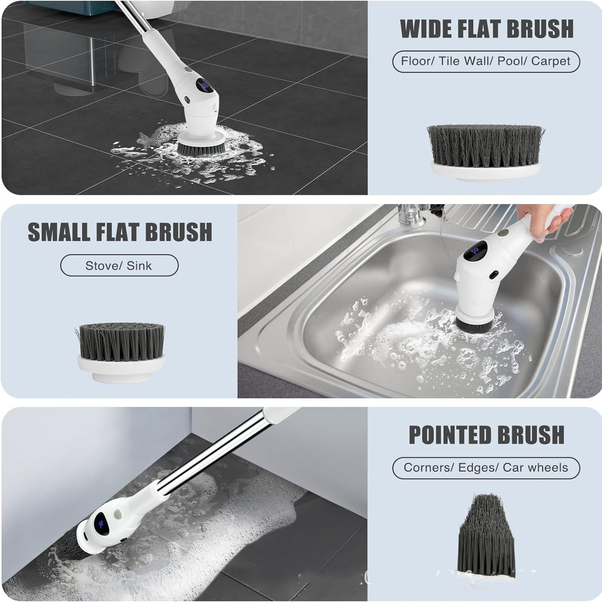 8-in-1 Electric Cleaning Brush Multi-functional Household Kitchen Bathroom Dedicated Mute Handheld Strong Cleaning Brush